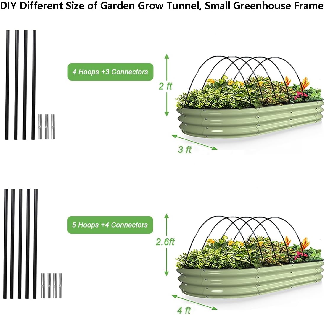 6 Sets of 7FT Greenhouse Hoops for Raised Beds Rust-Proof Fiberglass Frame for Garden Netting