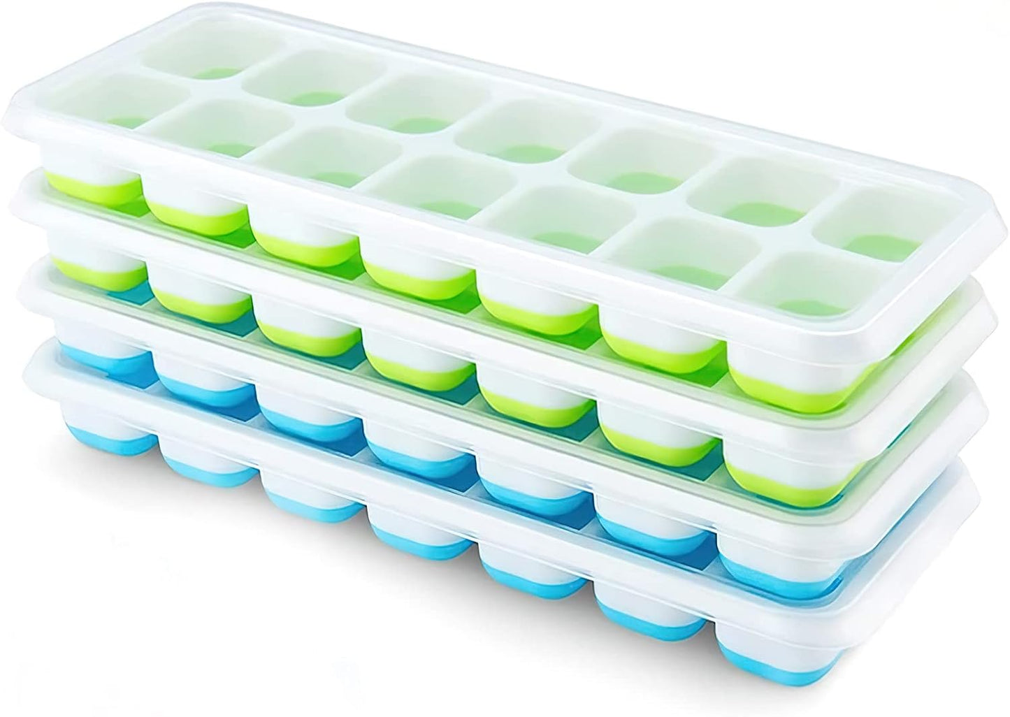 4 Pack Airabc Silicone with Removable Lid Easy-Release Flexible 14-cube Trays, LFGB Certified