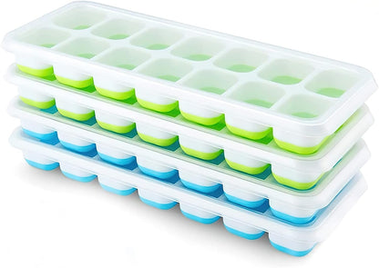 4 Pack Airabc Silicone with Removable Lid Easy-Release Flexible 14-cube Trays, LFGB Certified