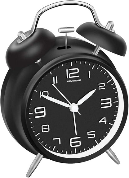 Twin Bell Loud Alarm Clock for Heavy Sleepers Backlight Battery Operated Old Fashioned Alarm Clock