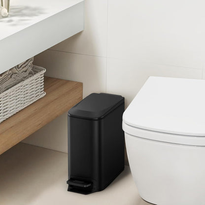 Bathroom Trash Can with Lid Soft Close Step Pedal 6 Liter / 1.6 Gallon Stainless Steel Garbage