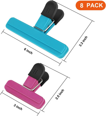 8 Pack Food Clips Upgrade Wide Open Bag Clips for Food Storage with Air Tight Seal Grip