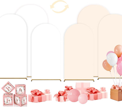 Set of 3 (7.2ft+6.6ft+6ft) Double Color Cover Spandex Fitted Arch Stand for Birthday Party Baby Shower