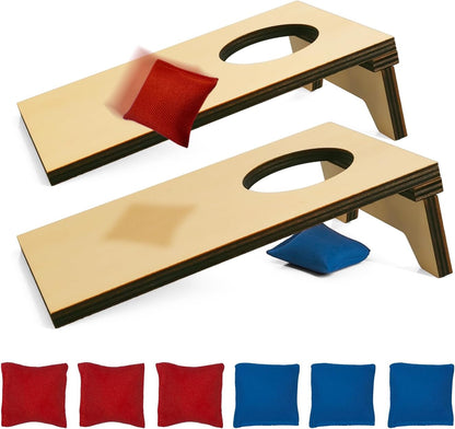 2PCS Mini Tabletop Cornhole Boards 4.7" W x 7.7" L Wooden Desktop Toss Game with 8 Bean Bags