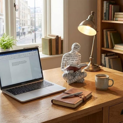 Bookshelf Decor Reading Thinker Figurine Modern Abstract Sculpture Aesthetic Art Statue for Home Office