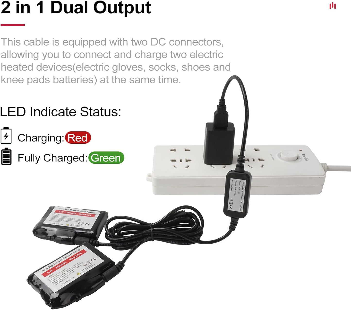 8.4v Heated Glove Charger for Insole Socks Jacket Battery Charging Easy for Outdoor and Travelling