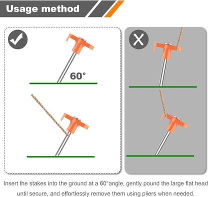 Heavy Duty Camping Tent Stakes Non-Rust Metal Tent Pegs for Garden Hiking Canopies Tarp with 10pcs Rubber