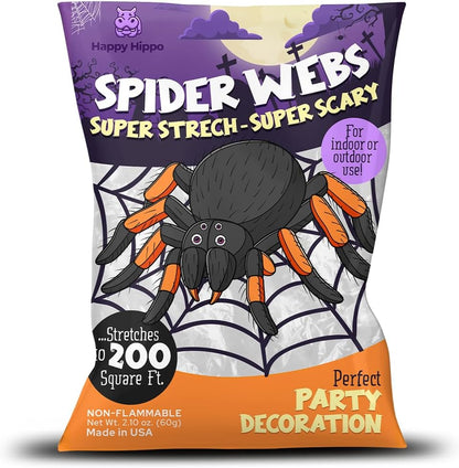 Spider Web Decoration 200 Sqare Feet & Plastic Spiders Halloween Party Supplies Spider Webs Small 200 Sq Feet