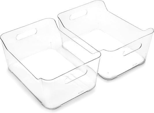 Plastic Storage Bins Large  2 Pack Clear THE SOHO COLLECTION Pantry Organizers and Storage Containers