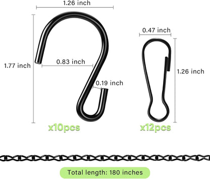 180”Heavy Duty Metal Hanging Chains with Hanging Basket Hooks Set for Planters Birdcage Birds Feeder