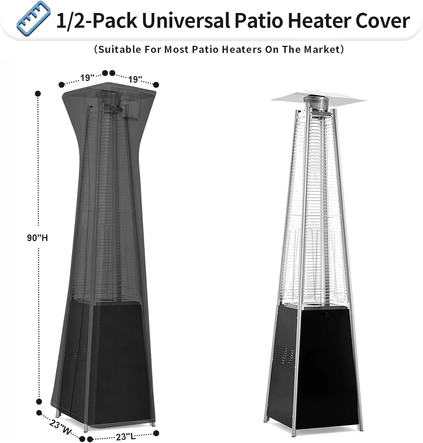 Outdoor Patio Heater Covers with Zipper and Storage Bag Dust-proof UV-Resistant Windproof Propane
