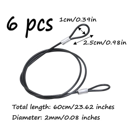6 pcs 2mm Stainless Steel Wire Cable with Loops PVC Coated Safety Wire Rope for Outdoor Travel Home