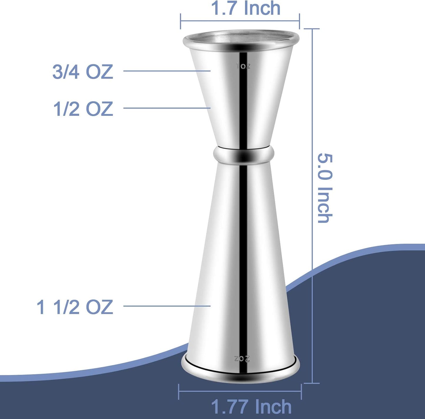 Jigger for Bartending  Double Cocktail Jigger Japanese Premium 304 Stainless Steel Jigger 2 OZ 1 OZ with Measurements