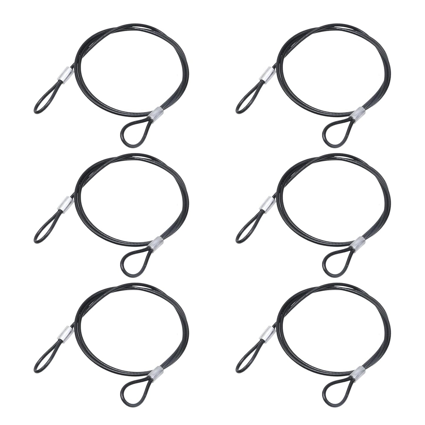 6 pcs 2mm Stainless Steel Wire Cable with Loops PVC Coated Safety Wire Rope for Outdoor Travel Home