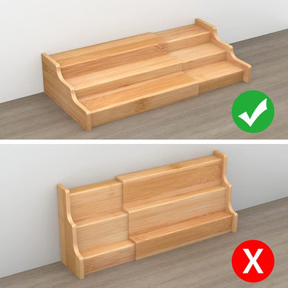 Rack Kitchen Cabinet Organizer 3 Tier Bamboo Expandable Display Shelf