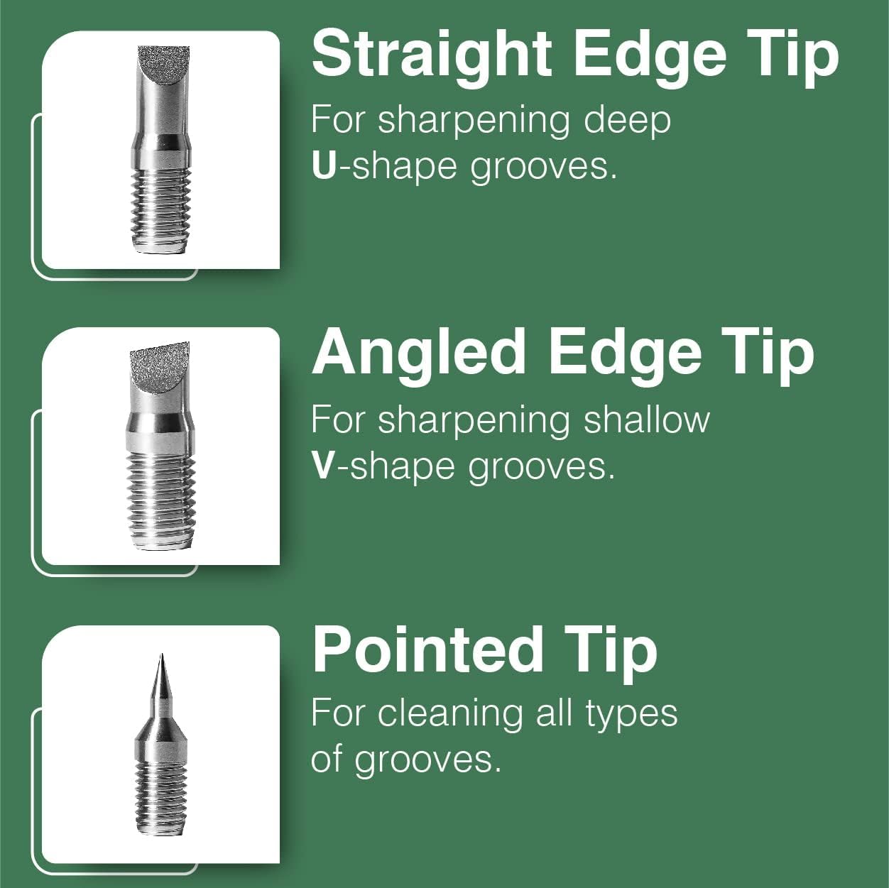 Golf Club Groove Sharpener Tool  3-in-1 Golf Club Cleaner for Wedge Iron - Oblique Straight Spike Replacement Tips