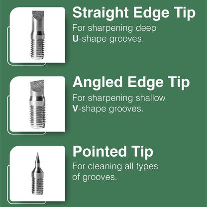 Golf Club Groove Sharpener Tool  3-in-1 Golf Club Cleaner for Wedge Iron - Oblique Straight Spike Replacement Tips