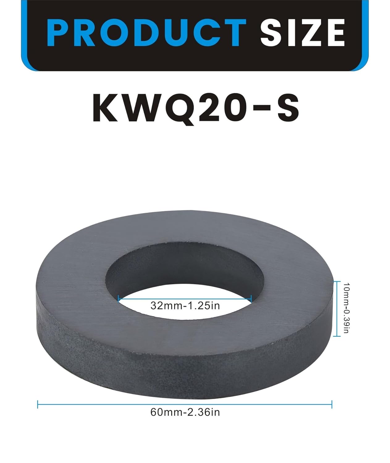 2 Pcs Magnet Ring OD2.4 x ID1.3" x 0.4" Grade C8 Ceramic Magnets for Industry Science Experiment Crafts and Hobbies