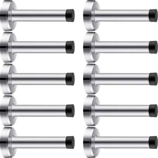 10 Pcs Door Stop 3.7 Inch Heavy Duty 304 Stainless Steel Door Stopper with Rubber Tips Bumper Wall