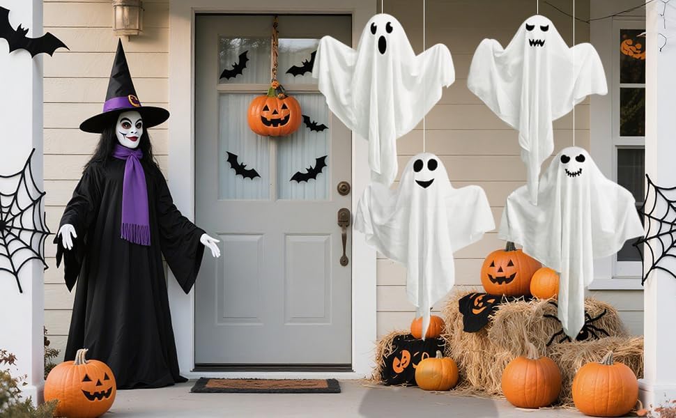 27.5" Cute Flying Ghost Decorations for Front Yard Patio Lawn Garden Party Décor and Holiday Decorations