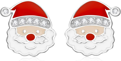 Christmas Tree Earrings for Women Sterling Silver Hypoallergenic Winter Party Christmas Stud Earrings