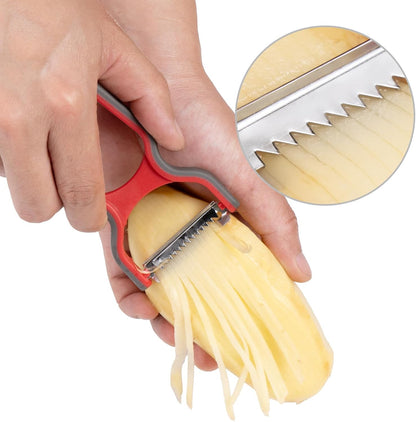 4 Piece Peeler Set with Straight Serrated and Julienne Peelers for Fruits Vegetables and Shredding