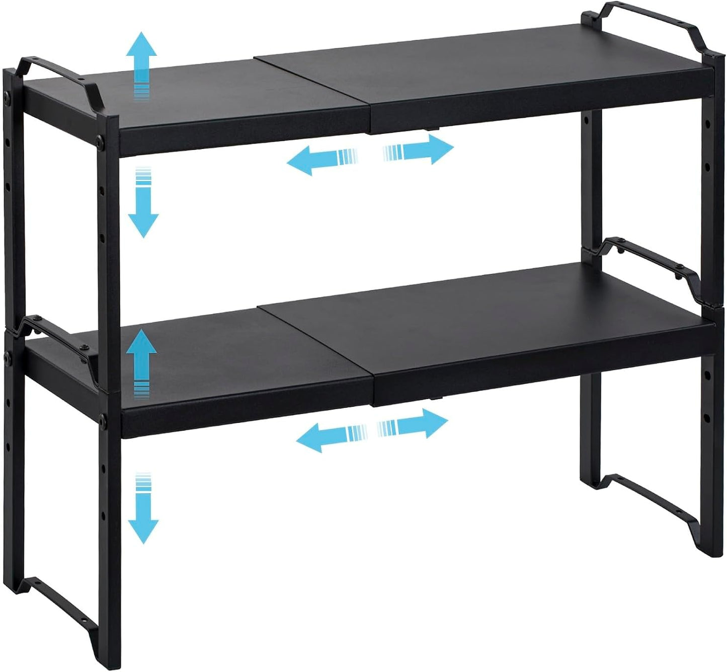 2 Pack Expandable Cabinet Countertop Shelves Stackable Shelves Organizers For Kitchen Cabinet Countertop