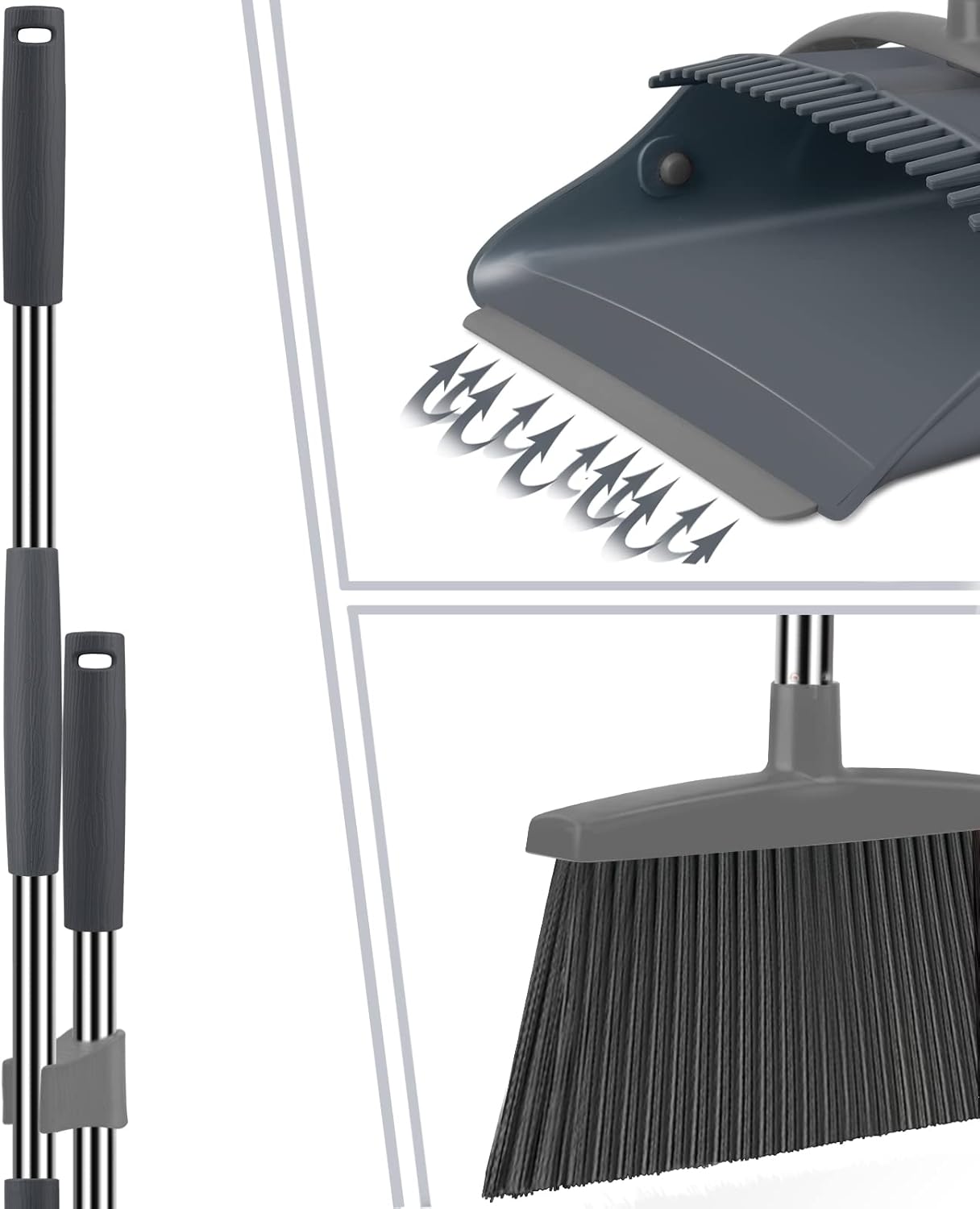 Dust pan with Long Handle Broom with Dustpan Combo Set Broom and Dustpan for Home