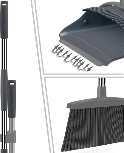 Dust pan with Long Handle Broom with Dustpan Combo Set Broom and Dustpan for Home