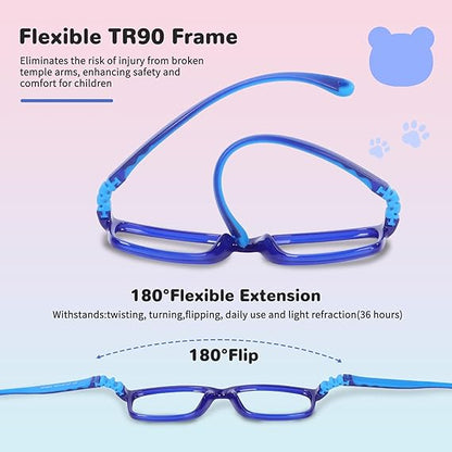 Teens Glasses Unbreakable TR90 Frame 180° Flexible Lightweight & Safe Glasses for Kids