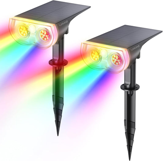 Solar Lights Outdoor Waterproof IP65 RGB Solar Spot Lights Outdoor Color Changing Outdoor Solar Lights for Yard Garden