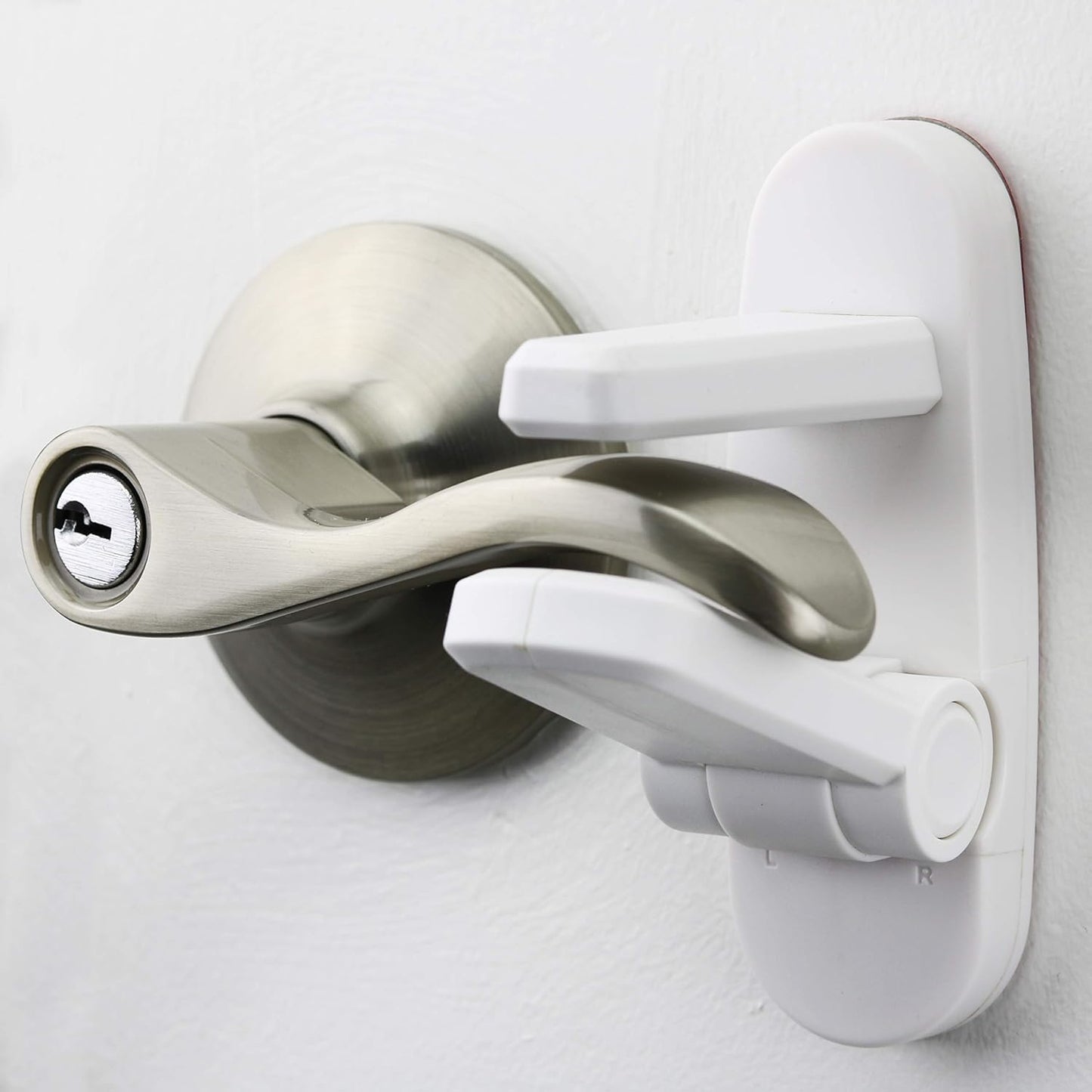 2 Pack Prevents Toddlers from Opening Doors  Easy One Hand Operation for Adults  Durable ABS with 3M Adhesive Backing
