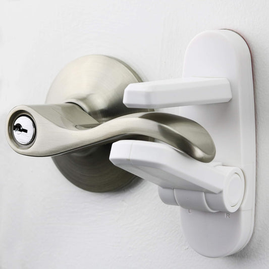 2 Pack Prevents Toddlers from Opening Doors  Easy One Hand Operation for Adults  Durable ABS with 3M Adhesive Backing