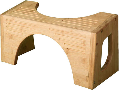 Potty The Original Toilet Stool Bamboo Flip 7" and 9" Adjustable Heights Brown - Improve Bathroom