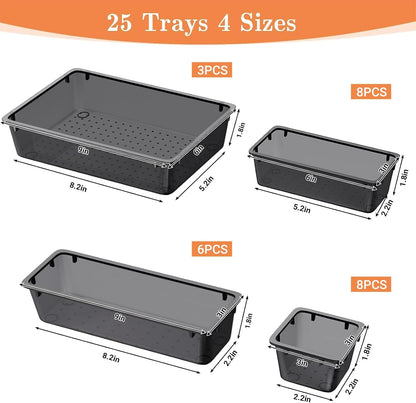 4 Size Versatile Organizer Trays & storage Bins for Makeup Jewelry and Gadgets in Bathroom