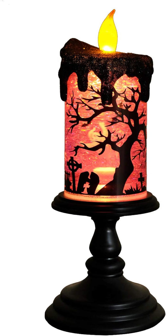 Globe Candles Lighted Lamp Battery Operated Spinning Water Glittering Tornado Flameless