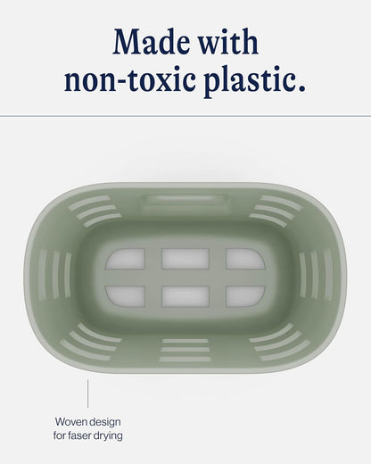 Bath Time Storage Bin Keep Items Organized & Dry with Non-Toxic Plastic Easy Cleanup Removable Drying Bin