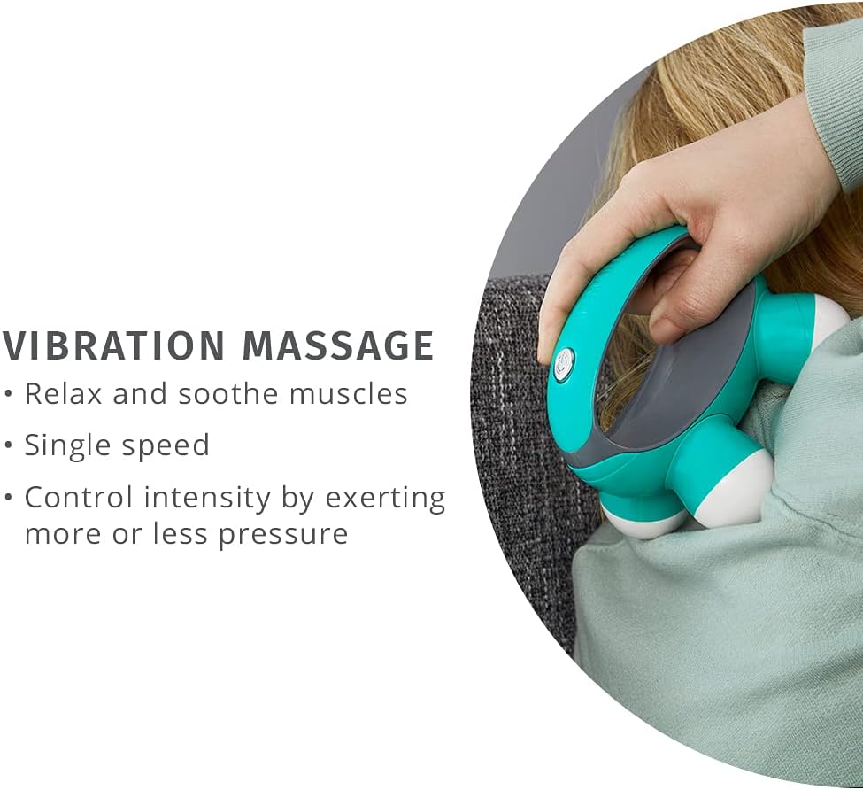 Mini Hand-Held Massager with Hand Grip Battery Operated Vibration Massage 4 Massage Nodes