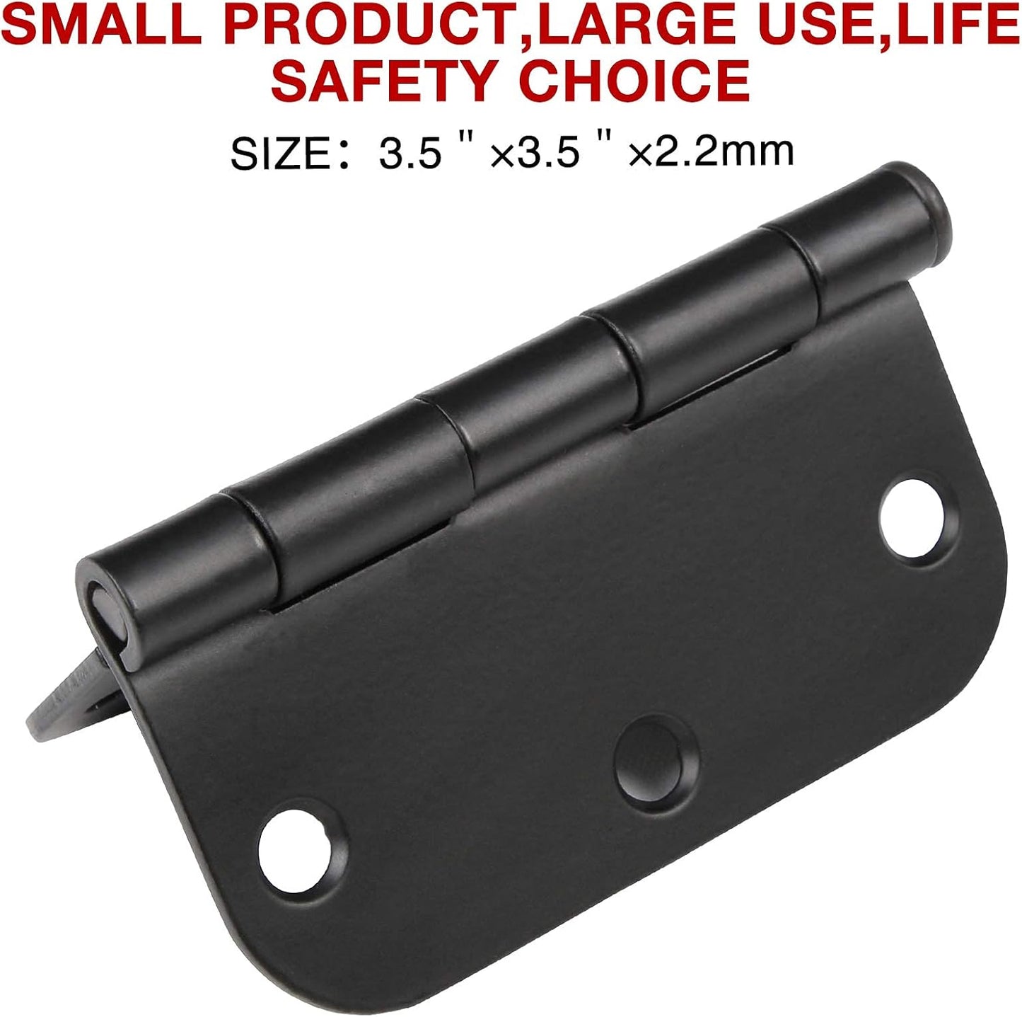 30 Pack Rounded Matte Black Door Hinges 3.5 Inch 5/8" Radius Interior 3 1/2" Flat Iron Bifold Residential