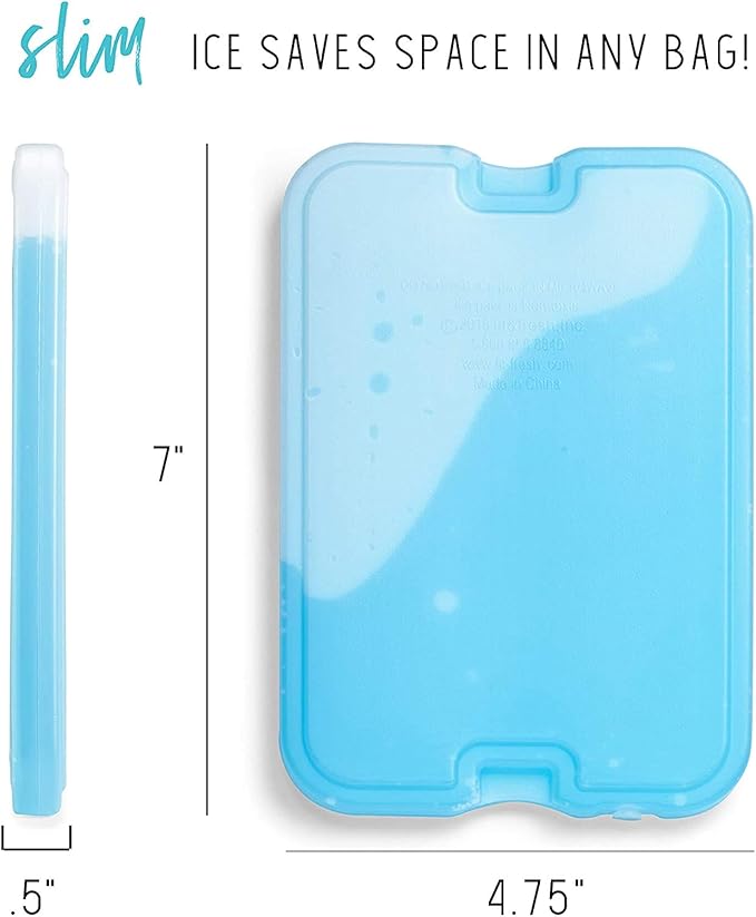 4 Pack XL Slim Ice Packs Quick Freeze Space Saving Reusable Ice Packs for Lunch Boxes or Coolers,