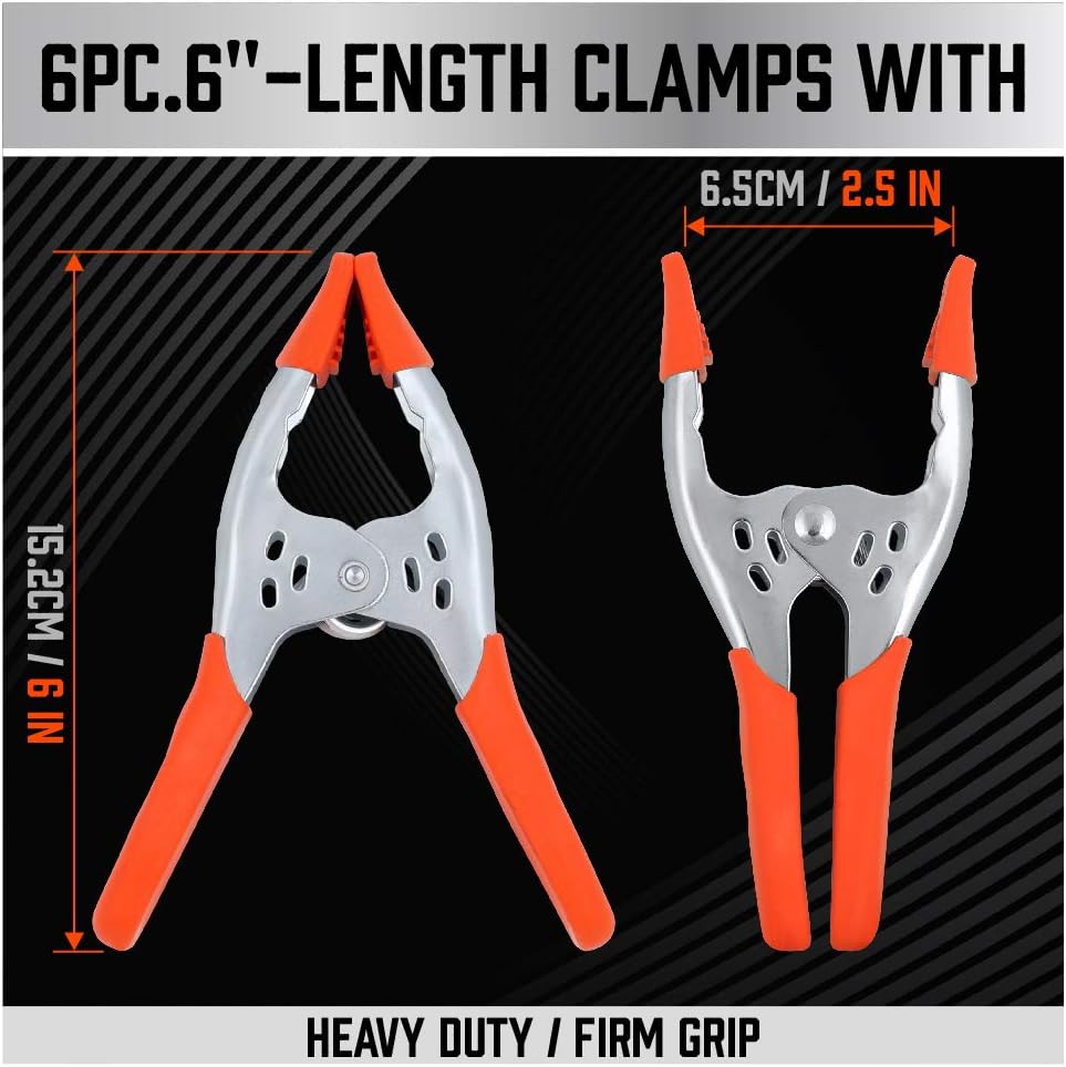6 Piece 6" inch Spring Clamp Heavy Duty Spring Metal Spring Clamps 2.5"-inch Jaw opening