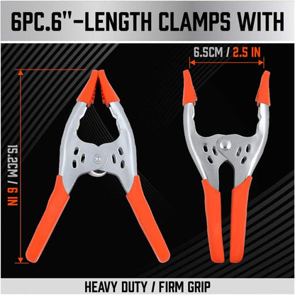 6 Piece 6" inch Spring Clamp Heavy Duty Spring Metal Spring Clamps 2.5"-inch Jaw opening