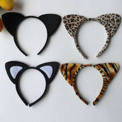 4 Pack Cloth Headband Tiger Leopard Cat Ear Headband Animal Cartoon Hair Hoop Accessories