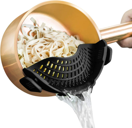 Strainer Silicone for All Pots and Pans Pasta Strainer Clip on Food Strainer for Meat Vegetables