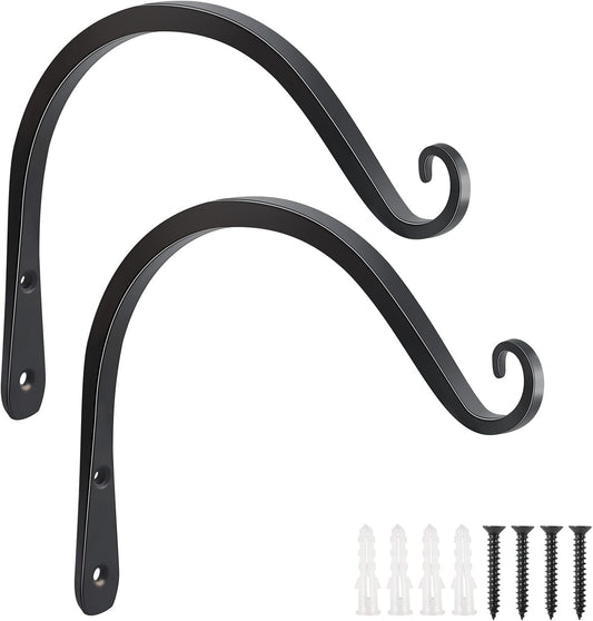 2 Pack 8 Inch Hanging Plant Bracket Wall Hooks Decorative Plant Hangers for Outdoor Hanging Bird Feeders
