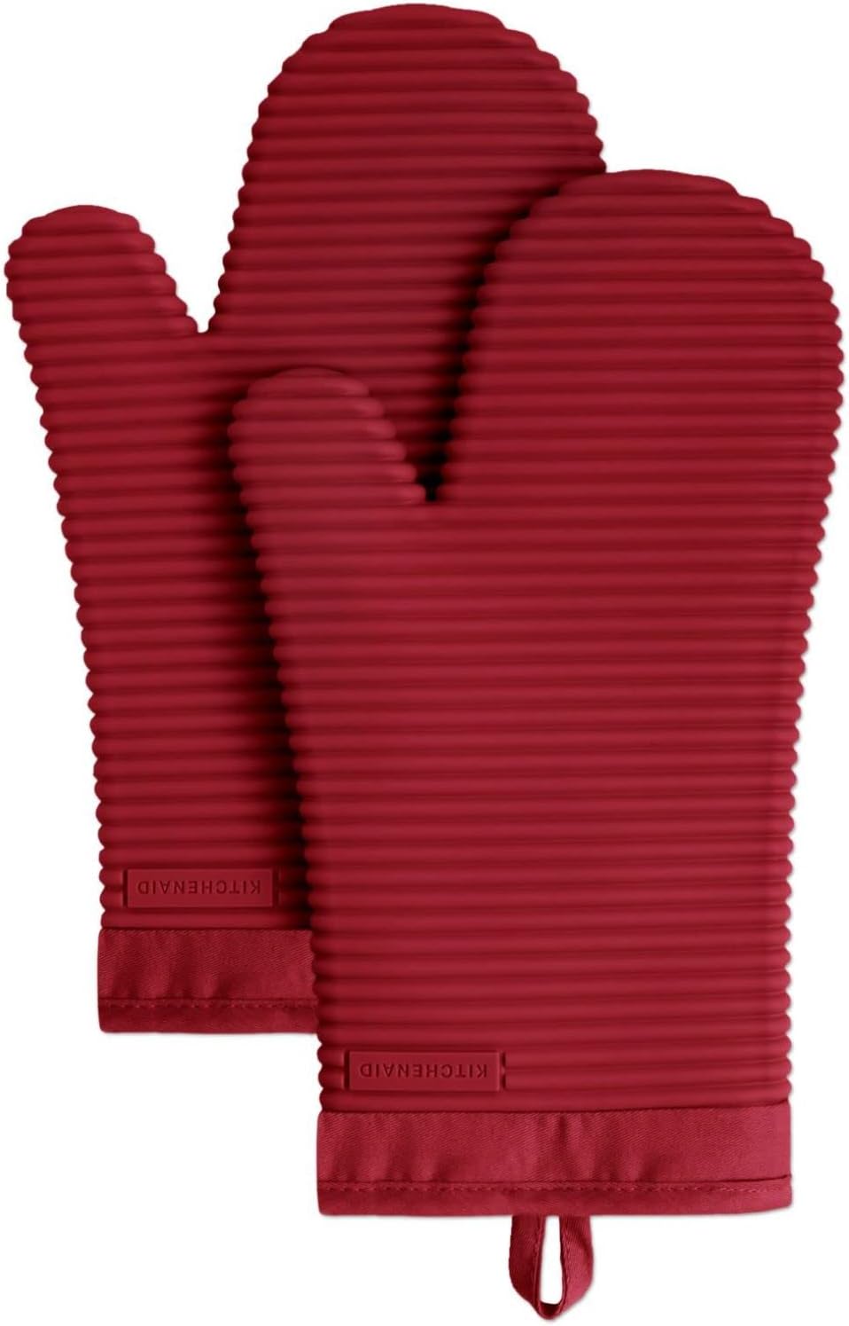Ribbed Soft Silicone Oven Mitt 2-Pack Set, 7.5"x13" Smoked