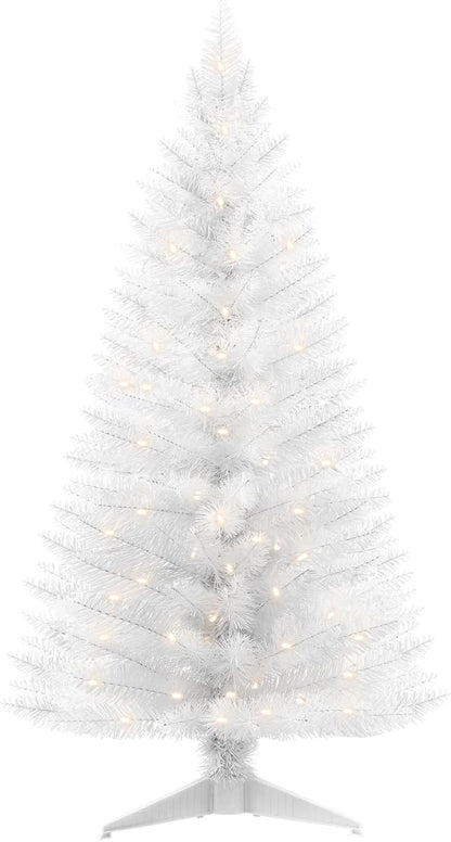4ft Lighted Artificial White Christmas Tree with Light Small Artificial Xmas Tree Not Pre-lit White Pine mini Trees