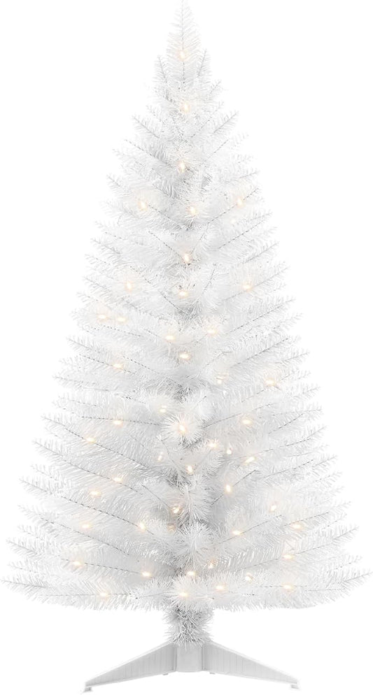 4ft Lighted Artificial White Christmas Tree with Light Small Artificial Xmas Tree Not Pre-lit White Pine mini Trees