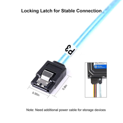 12 Inches 3 Pack Flexible Straight SATA-Cable 6Gbps Data with Locking Latch for SSD HDD