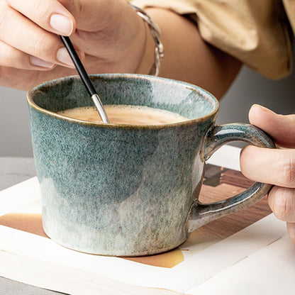 12 oz Tea Cup with Handle Vintage Coffee Cup for Office and Home, Dishwasher and Microwave Safe